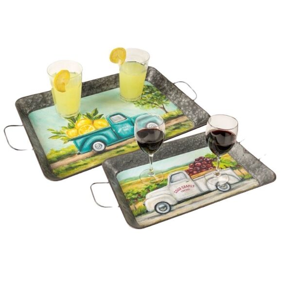 Good Grapes Vineyard Rustic Galvanized Metal Tray Primitives by Kathy NW… - Picture 8 of 10